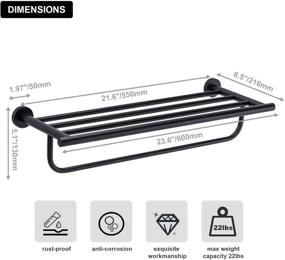 img 3 attached to 🚽 Bathroom Hotel-Style Towel Rack, Shelf, Bar, and Holder - Wall Mount, SUS 304 Stainless Steel, Matte Black Finish, 24-Inch