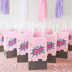 img 2 attached to Pack of 24 Pink Comic Book Hero Party Favor Bags for Girls' Birthday with Convenient Handles