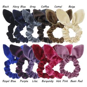 img 3 attached to 🐰 SUSULU 12pcs Mixed Bunny Velvet Scrunchies: Stylish Elastic Hair Ties with Rabbit Ear Bands for Women's Ponytails