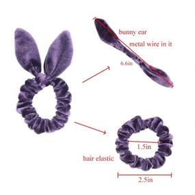 img 2 attached to 🐰 SUSULU 12pcs Mixed Bunny Velvet Scrunchies: Stylish Elastic Hair Ties with Rabbit Ear Bands for Women's Ponytails