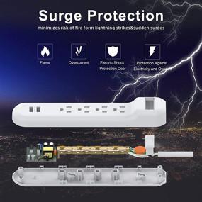 img 2 attached to 🔌 Wishinkle Сетевой фильтр с 4 розетками и 2 USB, кабель с плоской вилкой длиной 2,5 фута для дома, офиса, путешествий, школы - белый