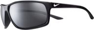 🕶️ nike men's adrenaline polarized rectangular sunglasses in anthracite/white, 66mm frame size логотип