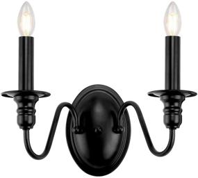 img 4 attached to 🕯️ Matte Black Farmhouse Industrial Candle Wall Sconces - Bedroom Kitchen Bathroom Vanity Lighting Fixtures