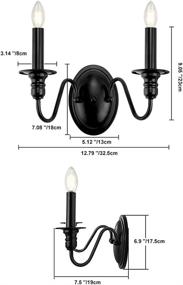 img 3 attached to 🕯️ Matte Black Farmhouse Industrial Candle Wall Sconces - Bedroom Kitchen Bathroom Vanity Lighting Fixtures