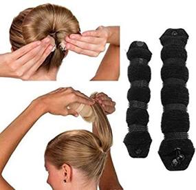 img 1 attached to 💇 Enhance Your Hair Styles with DNHCLL Set of 2 Black Magic Hair Styling Styler Donut Bun Ring Makers for Women