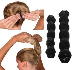 img 2 attached to 💇 Enhance Your Hair Styles with DNHCLL Set of 2 Black Magic Hair Styling Styler Donut Bun Ring Makers for Women