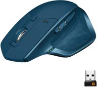 logitech mx master 2s wireless mouse - enhanced surface compatibility, ultra-fast scrolling, ergonomic design, usb or bluetooth connection, rechargeable, control up to 3 apple mac and windows computers - midnight teal logo