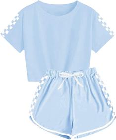 img 4 attached to Girls Tracksuit Pieces Shorts Pyjama Boys' Clothing ~ Clothing Sets