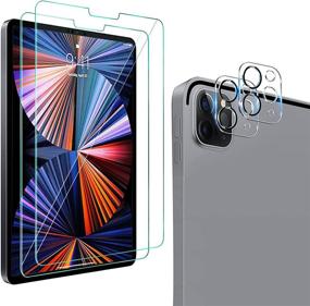 img 4 attached to 📱 [2+2 Pack] QHOHQ Tempered Glass Screen Protector for iPad Pro 12.9 2020 4th & 2021 5th Gen with Camera Lens Protector, 9H Hardness, HD Clarity, Anti-Scratch, Case Friendly, Compatible with Face ID & Apple Pencil