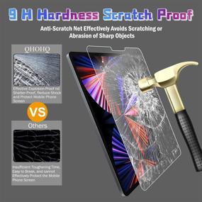 img 1 attached to 📱 [2+2 Pack] QHOHQ Tempered Glass Screen Protector for iPad Pro 12.9 2020 4th & 2021 5th Gen with Camera Lens Protector, 9H Hardness, HD Clarity, Anti-Scratch, Case Friendly, Compatible with Face ID & Apple Pencil