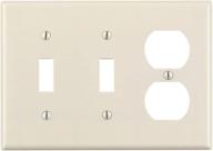 🔳 leviton 78021 3-gang 2-toggle 1-duplex device combination wallplate: standard size, light almond finish logo