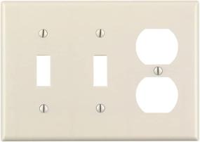 img 1 attached to 🔳 Leviton 78021 3-Gang 2-Toggle 1-Duplex Device Combination Wallplate: Standard Size, Light Almond Finish