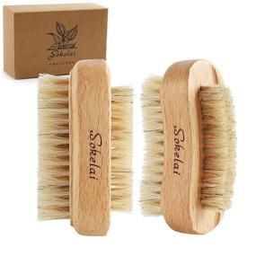 img 4 attached to 🧼 Set of 2 Natural Wooden Bristle Nail Brushes - Non-Slip Grip Hand & Foot Scrubber for Fingernail and Toenail Cleaning - Manicure & Pedicure Supplies Ideal for Men, Women, and Girls