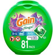 🌙 81-count gain flings! high efficiency laundry detergent pacs with moonlight breeze scent - packaging may vary logo