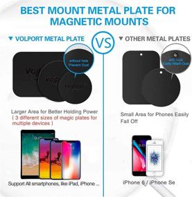 img 1 attached to 📱 VOLPORT Mount Metal Plate: 6-Pack Metallic Plates for Magnetic Phone Mounts - Adhesive Replacement for iPhone 12 - Rectangle & Round Black Disc Stickers