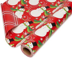 img 4 attached to 🎅 Jumbo Roll of American Greetings Reversible Christmas Wrapping Paper - Santa and Snowflakes Design (1 Pack, 175 sq. ft.)