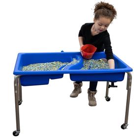 img 3 attached to 🌊 Children's Factory - 1138-24 - Large Neptune Double-Basin Table & Lid Set, Preschool/Homeschool/Playroom Sensory Table for Toddlers, Kids Sand and Water Table, Blue