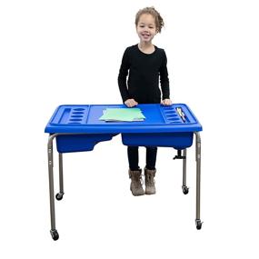 img 4 attached to 🌊 Children's Factory - 1138-24 - Large Neptune Double-Basin Table & Lid Set, Preschool/Homeschool/Playroom Sensory Table for Toddlers, Kids Sand and Water Table, Blue