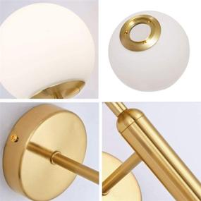 img 2 attached to 🌟 Golden Mid Century Modern Wall Sconce with On/Off Switch – KCO Lighting Industrial Matte Globe Glass Wall Mounted Light for Bedroom and Vanity (Gold Plug-in)