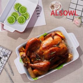 img 1 attached to 🍲 Набор керамических форм для запекания: 3 невыпекающихся кастрюли, 4 рамкины, силиконовые перчатки для духовки (7 предметов) - идеально для готовки и подарков