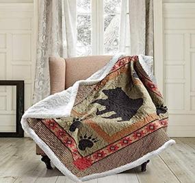 img 2 attached to 🐻 Rustic Sherpa Throw Blanket for Couch - 50" x 60" - Bear and Paw Lodge-Themed Throw Quilt by Virah Bella