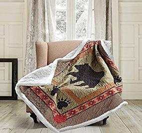 img 3 attached to 🐻 Rustic Sherpa Throw Blanket for Couch - 50" x 60" - Bear and Paw Lodge-Themed Throw Quilt by Virah Bella