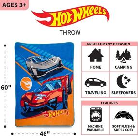 img 2 attached to 🚗 Hot Wheels Franco Kids Bedding Soft Plush Micro Raschel Throw, 46 in x 60 in