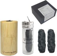 🌿 organic bamboo charcoal dental floss kit - vegan dental floss infused with activated bamboo charcoal - refillable glass and wooden container - sustainable candelilla wax - zero waste oral hygiene - eco friendly flossing solution logo