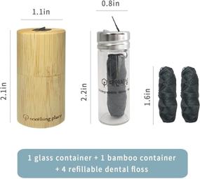 img 3 attached to 🌿 Organic Bamboo Charcoal Dental Floss Kit - Vegan Dental Floss Infused with Activated Bamboo Charcoal - Refillable Glass and Wooden Container - Sustainable Candelilla Wax - Zero Waste Oral Hygiene - Eco Friendly Flossing Solution