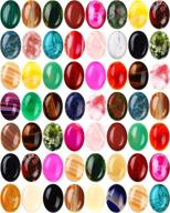 🌟 40 pieces mixed natural stone cabochon set - oval crystal gemstone flat-back bead cabochon collection for jewelry making, 18 x 25 mm/ 0.7 x 1.0 inch logo