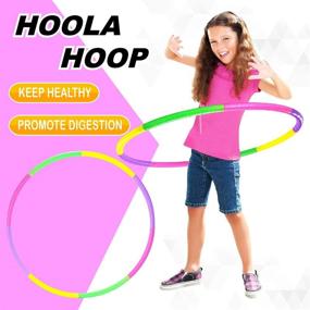 img 2 attached to 🌀 NimJoy 2 Set Hoola Hoop for Kids Girls Boys and Pet Training: Detachable Adjustable Size Kids Hoola Hoops with Gym Backpack - Ideal Hoop Toy for Physical Activity and Game, Bodybuilding Fun