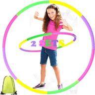 🌀 nimjoy 2 set hoola hoop for kids girls boys and pet training: detachable adjustable size kids hoola hoops with gym backpack - ideal hoop toy for physical activity and game, bodybuilding fun логотип