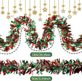 img 3 attached to 🎄 Waydress 39.4 Feet Colorful Christmas Tinsel Garland – Glittering Tinsel Twist Streamer for Christmas Tree Decoration, Outdoor & Indoor Wedding Décor – Wide Cut Metallic Christmas Hanging Garland