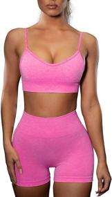 img 4 attached to 🏋️ HANERDUN 2 Piece Workout Set: High Waist Leggings with Sport Bra - Perfect Gym Outfit for Women