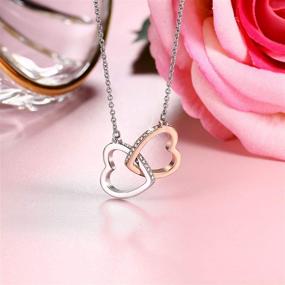 img 1 attached to 🎁 Heart Interlocking Necklace for Daughter/Granddaughter from Mom, Dad, Grandma - Perfect Birthday & Christmas Gift for Teen Girls & Women