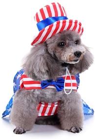 img 3 attached to Delifur Dog Costume: Stylish USA Flag Pet Stripes Clothes with Hat for Independence Day or Memorial Day Celebration