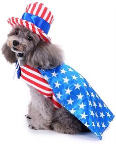 img 4 attached to Delifur Dog Costume: Stylish USA Flag Pet Stripes Clothes with Hat for Independence Day or Memorial Day Celebration