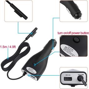 img 2 attached to 💡 Surface Pro Car Charger: 42W 12V 2.58A Power Supply with USB Fast Charging Port for Microsoft Surface Pro 3 Pro 4 Pro 5 Pro 6 Surface Go Surface Laptop & Surface Book