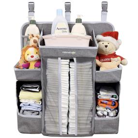 img 4 attached to 👶 Minnebaby Baby Nursery Organizer and Diaper Caddy, Hanging Changing Table Diaper Stacker for Crib Storage and Nursery Organization