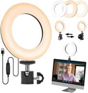 💡 uskeyvision desktop computer ring light with monitor clip-on, suction cup, zoom conference video lighting for zoom meeting/photography/makeup/live stream/youtube/vlog compatible with pc or laptop (uvzl-r) logo