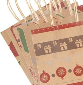 img 1 attached to 24 Pcs Kraft Gift Bags for Christmas with 🎁 6 Assorted Designs - Holiday Red and White Print Kraft Bags