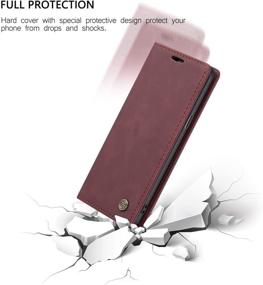 img 1 attached to 📱 S9 Wallet Case for Samsung Galaxy S9 - Magnetic Flip Stand, Genuine Leather Cover with Card Slots - Wine Red