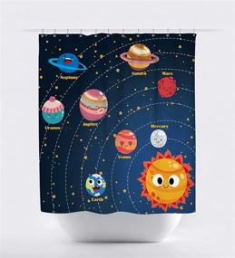 img 2 attached to 🪐 Aatter Planet Shower Curtain: Explore the Space Galaxy Solar System Universe with Kids Cartoon Star Bath, Farm House Blue Design for a Playful Home Bathroom Decor - 60x72, Add Some Funny Flair!
