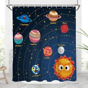 img 4 attached to 🪐 Aatter Planet Shower Curtain: Explore the Space Galaxy Solar System Universe with Kids Cartoon Star Bath, Farm House Blue Design for a Playful Home Bathroom Decor - 60x72, Add Some Funny Flair!