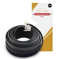 📞 true decor 50' foot black rj-11 telephone extension cord cable line wire: reliable and long-lasting communication solution logo