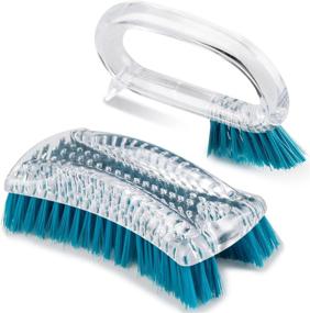 img 4 attached to 🧽 2PCS Transparent Scrub Brush Set for Tile Floor, Bathroom, Bathtub, Carpet, and Sink Cleaning - TINA&TONY Stiff Bristles Scrubber Brush with Kitchen Grout Cleaning Brush - Shower Scrubber Brush