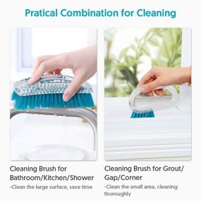 img 3 attached to 🧽 2PCS Transparent Scrub Brush Set for Tile Floor, Bathroom, Bathtub, Carpet, and Sink Cleaning - TINA&TONY Stiff Bristles Scrubber Brush with Kitchen Grout Cleaning Brush - Shower Scrubber Brush