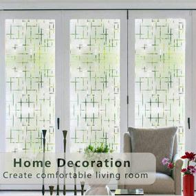 img 2 attached to Frosted Window Film Non-Adhesive: Privacy & Decoration Solution | Finnez Cross Pattern 17.5 x 78.7 inches