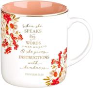 🌸 proverbs 31 woman ceramic coffee/tea mug - pink/red with gold metallic floral design | christian coffee mug for women, 14 oz logo