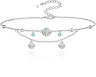 🐳 s925 sterling silver whales shell starfish anklet ocean animal beach foot jewelry adjustable layered anklet bracelet - perfect gifts for women and girls logo